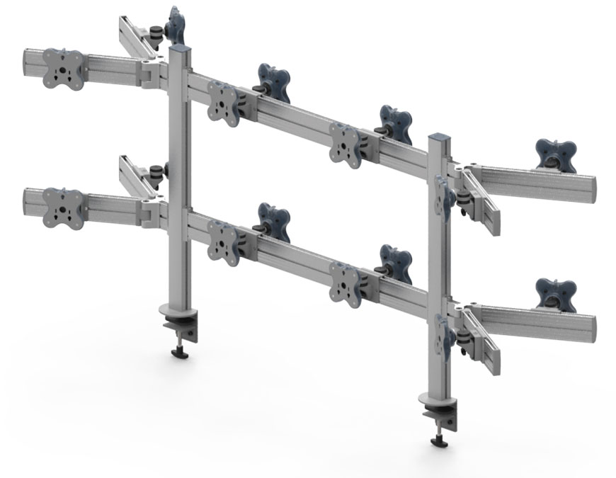 EETB-8028DW/8028DWG Tool Bar Back to Back Series Sixteen Monitor Arms